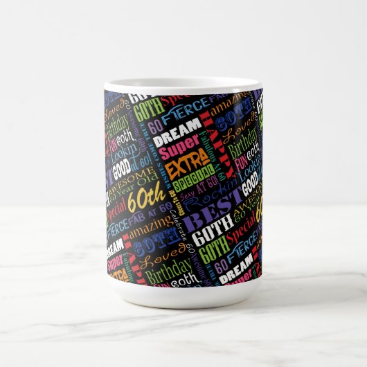 Gepersonaliseerd monogram voor 60e verjaardag van magische mok (Midden)
