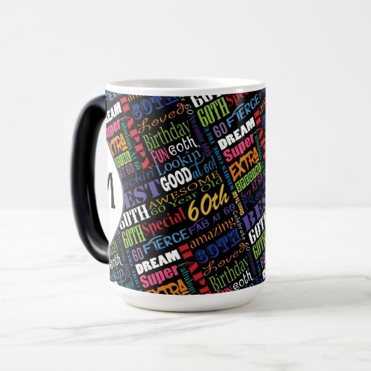 Gepersonaliseerd monogram voor 60e verjaardag van magische mok (Voorkant links)