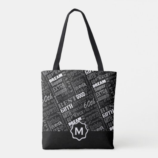 Gepersonaliseerd monogram voor 60e verjaardag van tote bag (Achterkant)