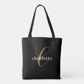 Gepersonaliseerd monogram voor modern en elegant z tote bag (Achterkant)