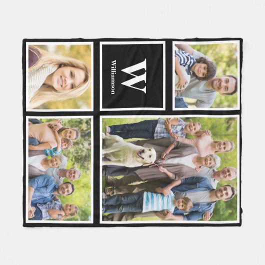 Gepersonaliseerd monogram voor uw fotocollage fleece deken (Voorkant (Horizontaal))
