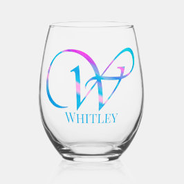 Gepersonaliseerd Monogram "W" Naam Abstract Spring Wijnglas Zonder Voet