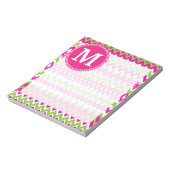 Gepersonaliseerd monogram warmroze tribale Chevron Notitieblok (Linkerzijde)