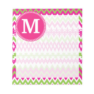 Gepersonaliseerd monogram warmroze tribale Chevron Notitieblok