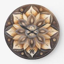 Gepersonaliseerd Monogram Waterverf Bruin Mandala