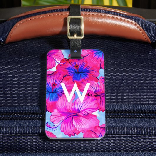 Gepersonaliseerd Monogram Waterverf Patroon Bagagelabel (Voorkant Insitu 2)