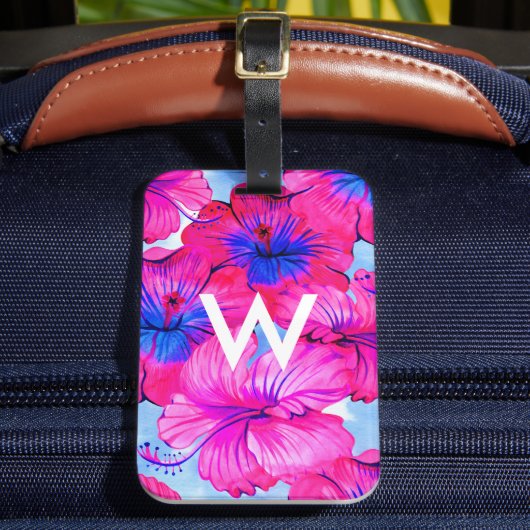Gepersonaliseerd Monogram Waterverf Patroon Bagagelabel (Voorkant Insitu 2)