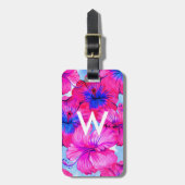 Gepersonaliseerd Monogram Waterverf Patroon Bagagelabel (Voorkant verticaal)