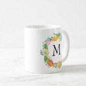 Gepersonaliseerd Monogram, Waterverf Roze Tulp Mok (Voorkant rechts)