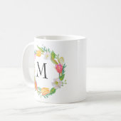 Gepersonaliseerd Monogram, Waterverf Roze Tulp Mok (Voorkant links)
