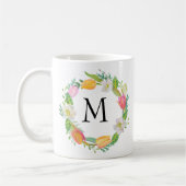 Gepersonaliseerd Monogram, Waterverf Roze Tulp Mok (Links)