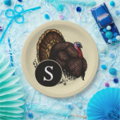 Gepersonaliseerd Monogram Wild Turkije Papieren Bordje (Feest)
