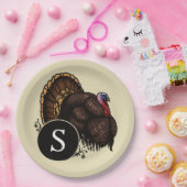 Gepersonaliseerd Monogram Wild Turkije Papieren Bordje (Feest)