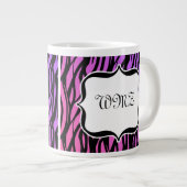 Gepersonaliseerd Monogram Wilde Zebra Print Paars Grote Koffiekop (Voorkant rechts)
