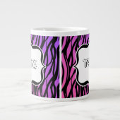 Gepersonaliseerd Monogram Wilde Zebra Print Paars Grote Koffiekop (Voorkant)