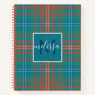 Gepersonaliseerd monogram Wilson Pset Tartan Holid Notitieboek