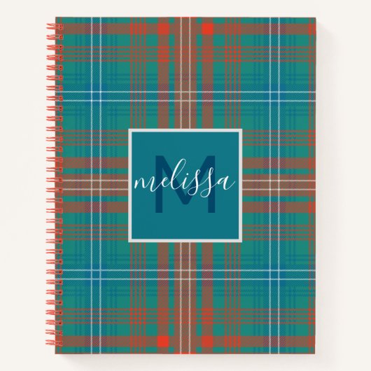 Gepersonaliseerd monogram Wilson Pset Tartan Holid Notitieboek (Voorkant)