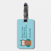 Gepersonaliseerd monogram Wise Brown Barn Owl Bird Bagagelabel (Achterkant verticaal)