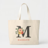 Gepersonaliseerd monogram witte koraal grote tote bag (Voorkant)