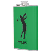Gepersonaliseerd Monogram Woman Golfer Flask Heupfles (Links)