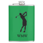 Gepersonaliseerd Monogram Woman Golfer Flask Heupfles (Voorkant)