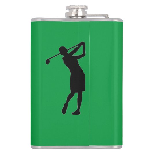Gepersonaliseerd Monogram Woman Golfer Flask Heupfles (Achterkant)