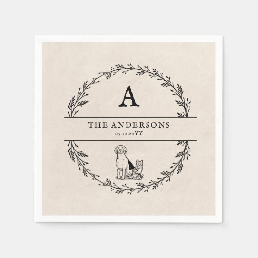 gepersonaliseerd monogram Wreath Wedding Servet (Voorkant)