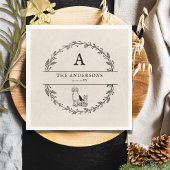  gepersonaliseerd monogram Wreath Wedding Servet