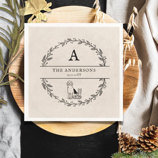  gepersonaliseerd monogram Wreath Wedding Servet