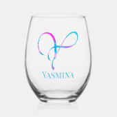 Gepersonaliseerd Monogram "Y" Naam Abstract Spring Wijnglas Zonder Voet (Voorkant)
