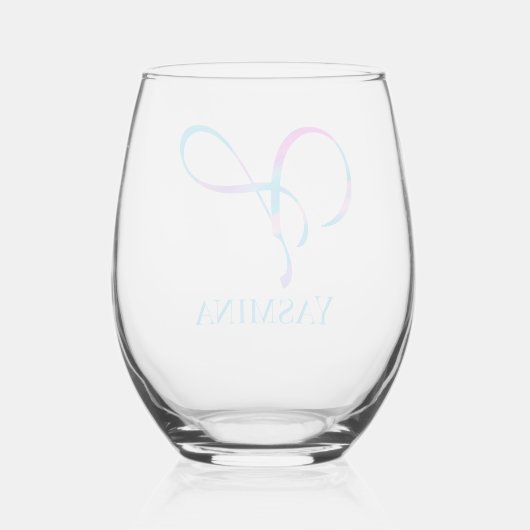 Gepersonaliseerd Monogram "Y" Naam Abstract Spring Wijnglas Zonder Voet (Achterkant)