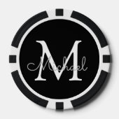 gepersonaliseerd monogram zwart en wit eenvoudig poker chips (Voorkant)