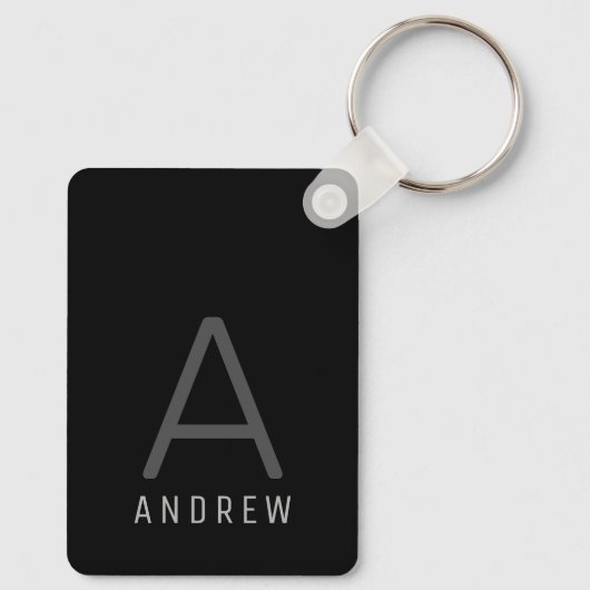 Gepersonaliseerd Monogram zwart metaal Sleutelhanger (Achterkant)