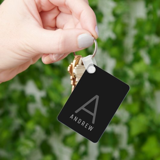 Gepersonaliseerd Monogram zwart metaal Sleutelhanger (Hand)