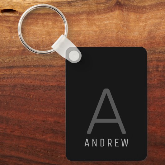 Gepersonaliseerd Monogram zwart metaal Sleutelhanger (Voorkant)