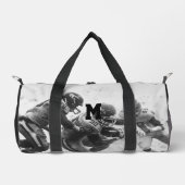 Gepersonaliseerd monogram, zwart-wit football plunjezak (Voorkant)