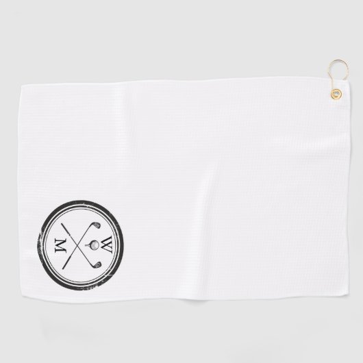 Gepersonaliseerd Monogram zwart-wit Golfhanddoek (Horizontaal)