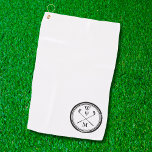 Gepersonaliseerd Monogram zwart-wit Golfhanddoek<br><div class="desc">Pas de initialen aan om een uniek zwart-wit monogrammed golfcadeau te creëer. Ontworpen door: Thisnotme©</div>