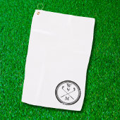 Gepersonaliseerd Monogram zwart-wit Golfhanddoek