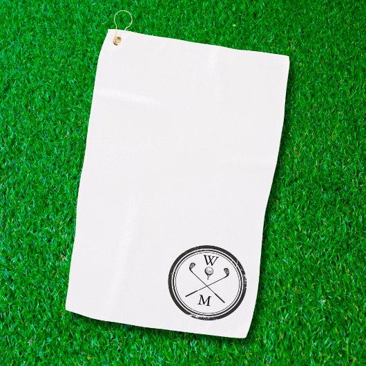 Gepersonaliseerd Monogram zwart-wit Golfhanddoek