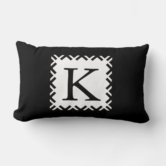 Gepersonaliseerd Monogram zwart-wit Kussen (Voorkant)
