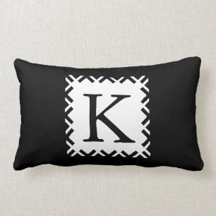 Gepersonaliseerd Monogram zwart-wit Kussen