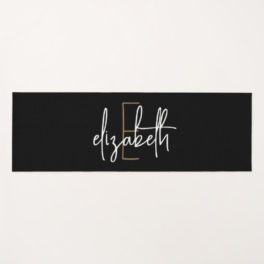 Gepersonaliseerd monogram zwart yogamat (Voorkant (horizontaal))