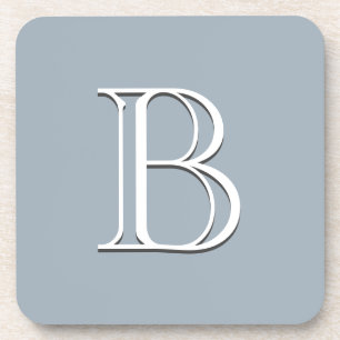 Gepersonaliseerd Monogramma Initiaal Zacht Blauw & Bier Onderzetter