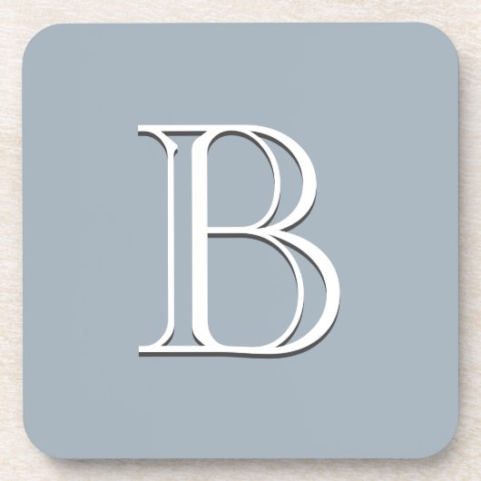 Gepersonaliseerd Monogramma Initiaal Zacht Blauw & Bier Onderzetter (Voorkant)