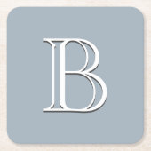 Gepersonaliseerd Monogramma Initiaal Zacht Blauw & Kartonnen Onderzetters (Voorkant)