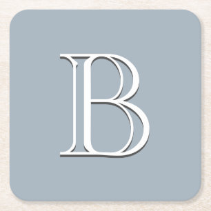 Gepersonaliseerd Monogramma Initiaal Zacht Blauw & Kartonnen Onderzetters