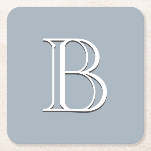 Gepersonaliseerd Monogramma Initiaal Zacht Blauw & Kartonnen Onderzetters (Voorkant)