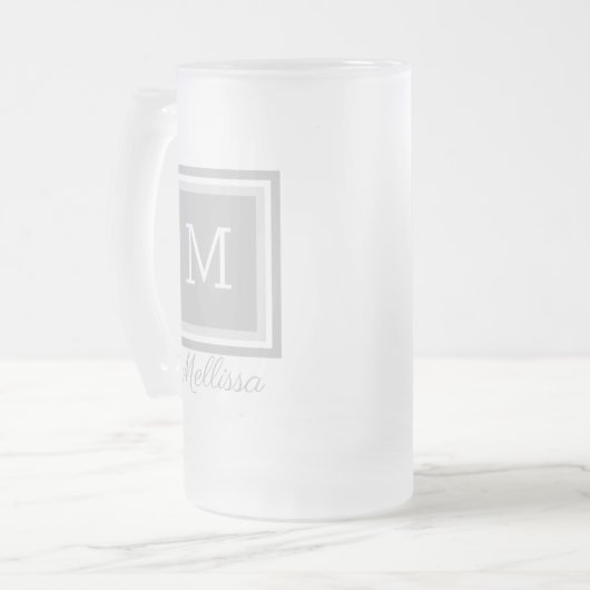 Gepersonaliseerd monogramma Mok van geblazen glas (Voorkant links)