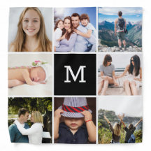 Gepersonaliseerd Monogramme 8 Foto Collage Black